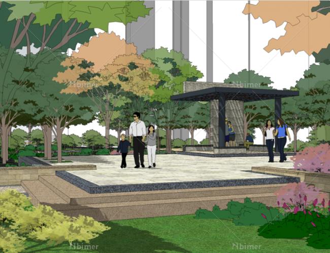 Sketchup景观模型|住宅景观，小区景观，现代风格