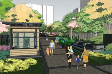 Sketchup景观模型|住宅景观，小区景观，现代风格-BIM建筑网