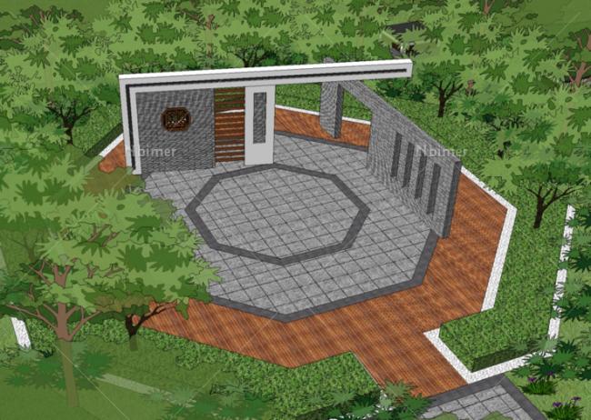 Sketchup景观模型|住宅景观，小区景观，中式风格