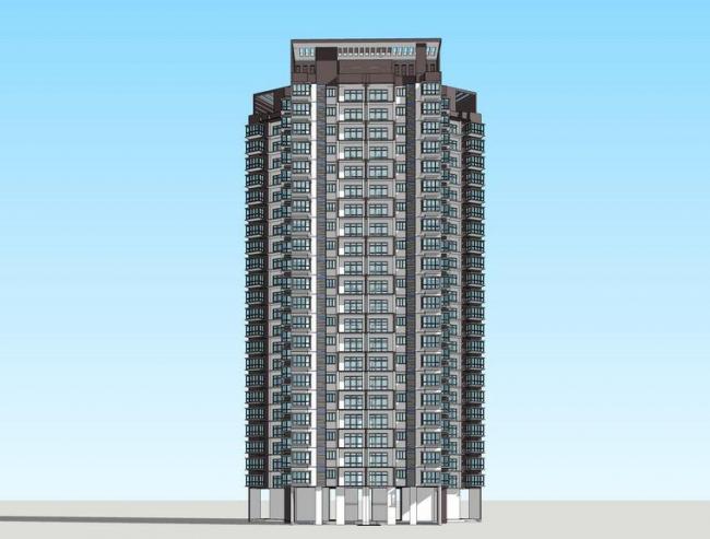 Sketchup住宅模型|高层住宅，现代风格，居住建筑