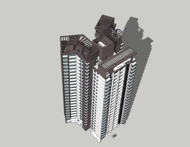 Sketchup住宅模型|高层住宅，现代风格，居住建筑