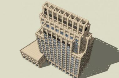Sketchup办公模型|高层办公楼，古典风格-BIM建筑网