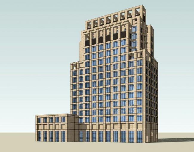 Sketchup办公模型|高层办公楼，古典风格