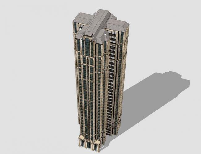 Sketchup住宅模型|超高层住宅，法式风格，古典风格