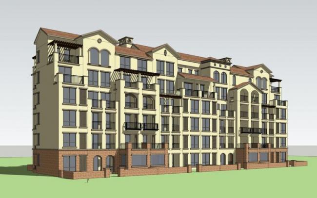 Sketchup住宅模型|多层住宅，西班牙古典风格，居住建筑