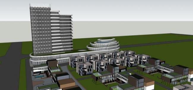 Sketchup住宅模型|多高层混合住宅，居住区，商业，现代风格