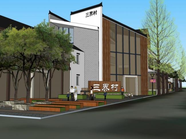 Sketchup商业模型|多层客栈，新中式风格，商业建筑