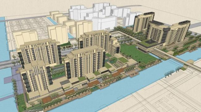 Sketchup住宅模型|高层住宅，底层商业，简欧风情商业街