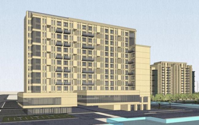 Sketchup住宅模型|高层住宅，底层商业，简欧风情商业街