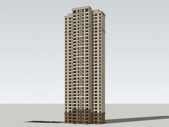 Sketchup住宅模型|高层住宅，新古典风格，居住建筑