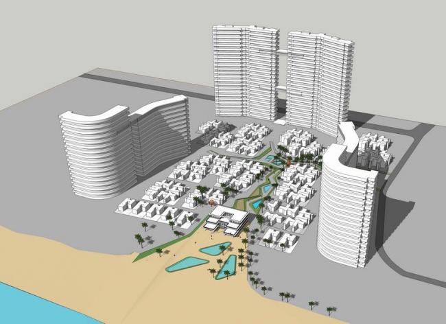 Sketchup酒店模型|高层滨海酒店布局，现代风格