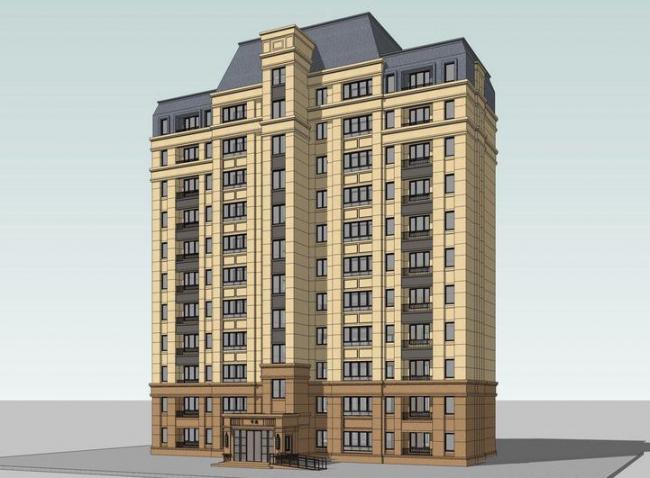 Sketchup住宅模型|中高层住宅，居住建筑，法式古典风格