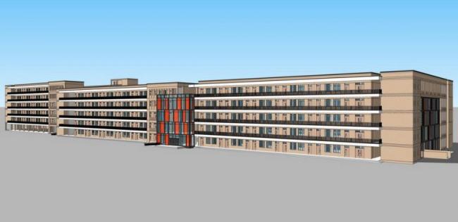 Sketchup学校模型|多层学校校园，教育建筑，现代风格