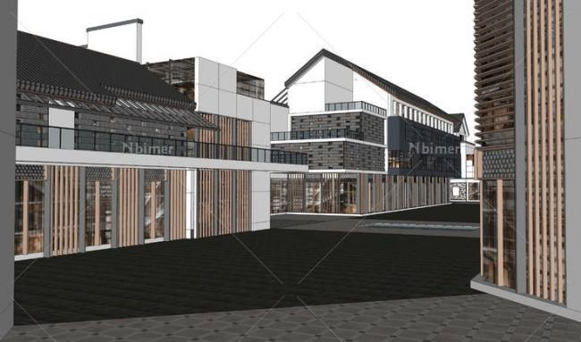 Sketchup商业模型|多层商业街，新中式风格