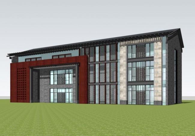 Sketchup商业模型|多层商业建筑，新中式风格