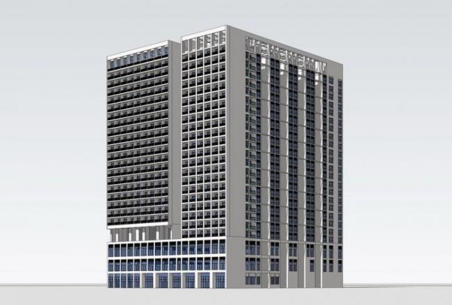 Sketchup住宅模型|高层公寓，现代风格，居住建筑