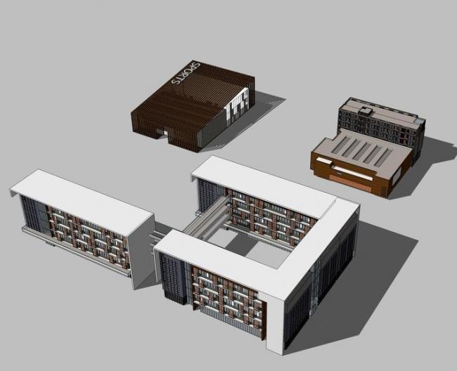 Sketchup学校模型|多层学校，现代风格，教育建筑
