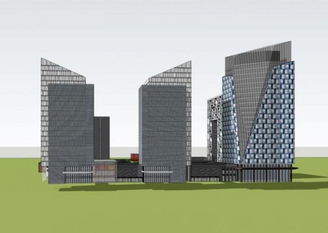 Sketchup综合体模型|多高层混合综合体，商业，高层办公，现代风格