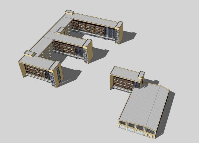 Sketchup学校模型|多层学校，教育建筑，现代风格