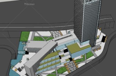 Sketchup办公模型|多高层混合办公，写字楼，现代风格-BIM建筑网