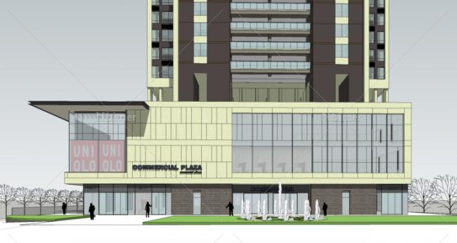 Sketchup综合体模型|多高层混合商业综合体，高层住宅，底层商业，现代风格