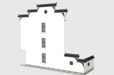 Sketchup素材模型|徽派马头墙su模型素材组件-BIM建筑网