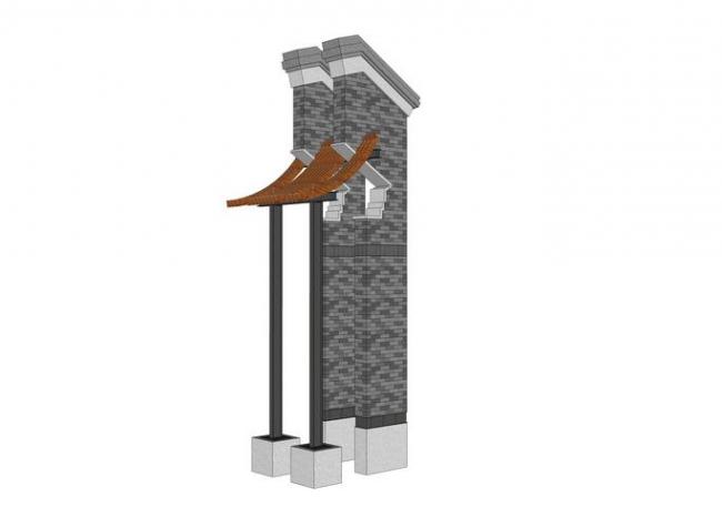 Sketchup素材模型|徽派马头墙su模型素材组件