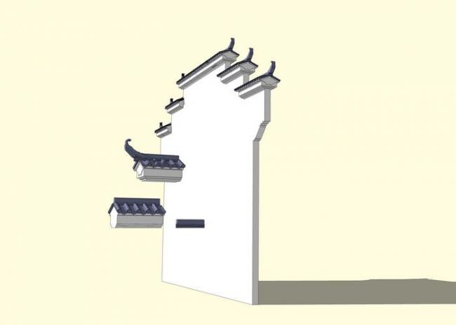 Sketchup素材模型|徽派马头墙su模型素材组件