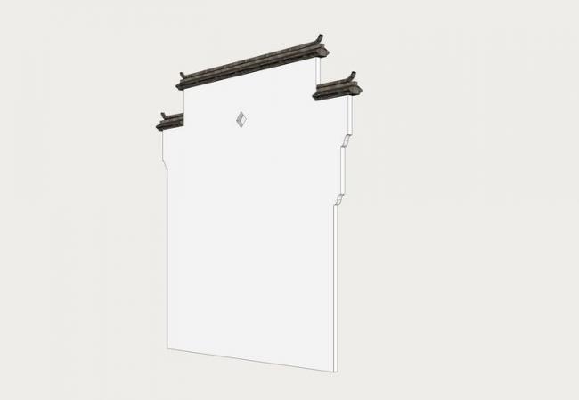 Sketchup素材模型|徽派马头墙su模型素材组件