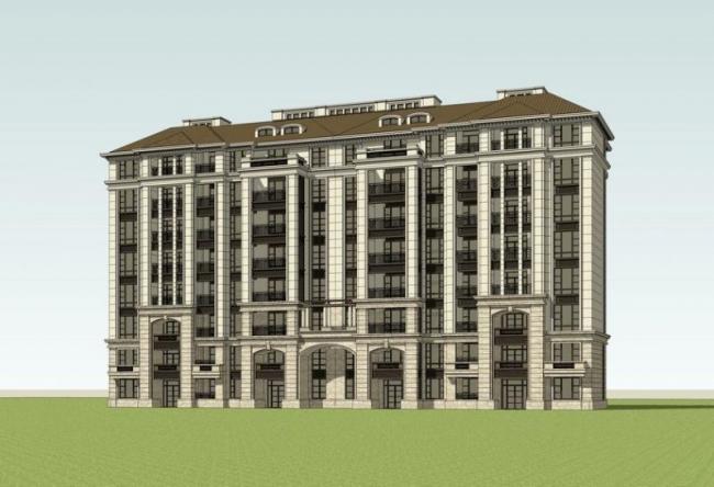 Sketchup住宅模型|多层住宅，法式风格，古典风格，居住建筑