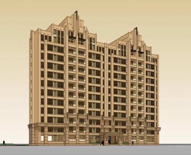 Sketchup住宅模型|高层住宅，ArtDeco风格，古典风格，居住建筑