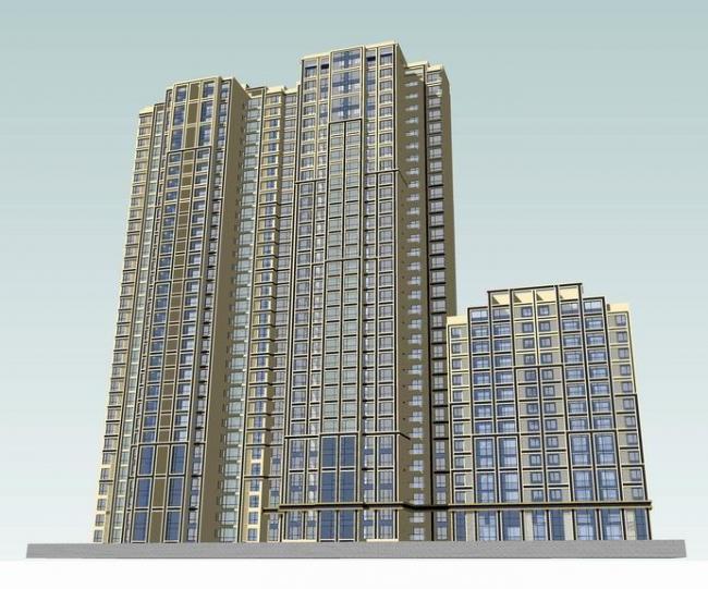 Sketchup住宅模型|高层住宅，现代风格，底层商业，居住建筑