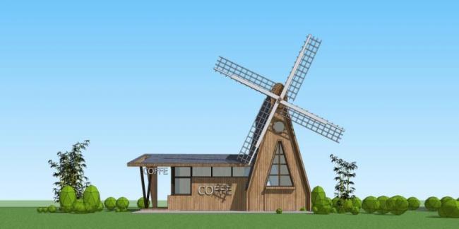 Sketchup商业模型|咖啡店，新古典风格，商业建筑