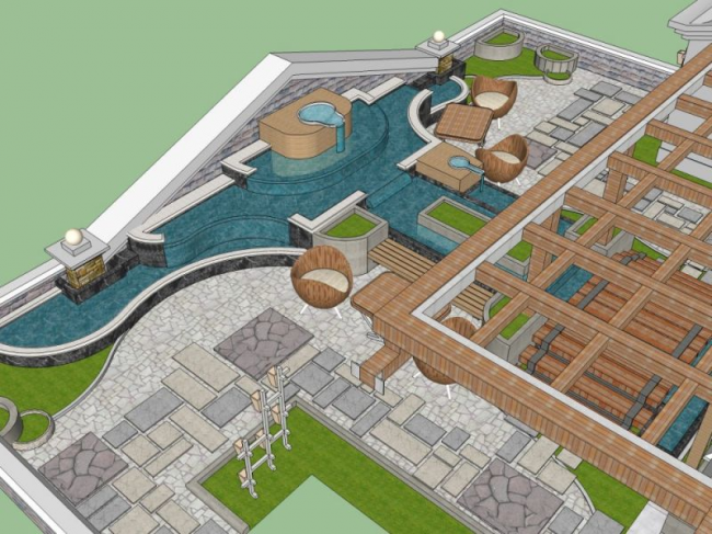 Sketchup景观模型|屋顶花园，现代风格