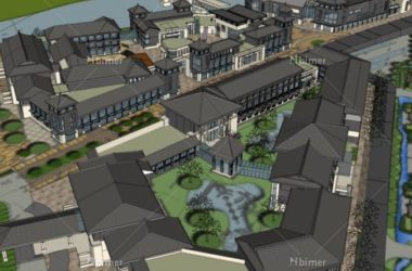 Sketchup酒店模型|多层度假村酒店，新中式风格-BIM建筑网