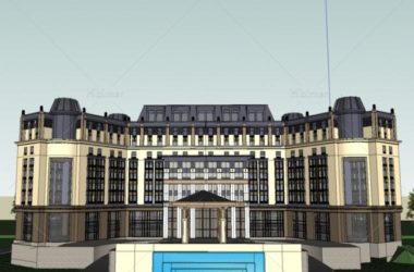 Sketchup酒店模型|多层酒店售楼处会所，新古典风格-BIM建筑网