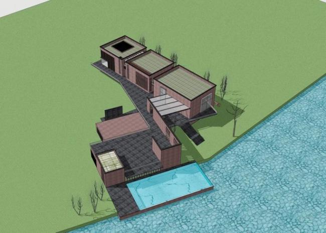 Sketchup商业模型|现代风格，多层会所