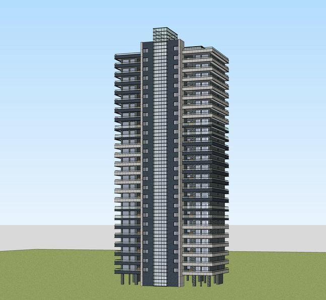 Sketchup住宅模型|高层住宅，现代风格，居住建筑