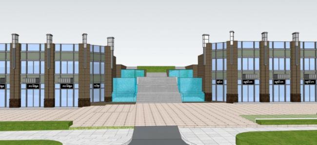 Sketchup商业模型|多层商业裙房，现代风格