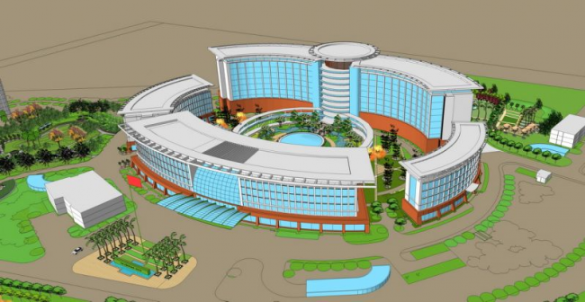 Sketchup医院模型|多高层混合医院，医疗建筑，现代风格