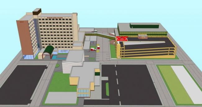 Sketchup医院模型|多高层混合医院，医疗建筑，现代风格