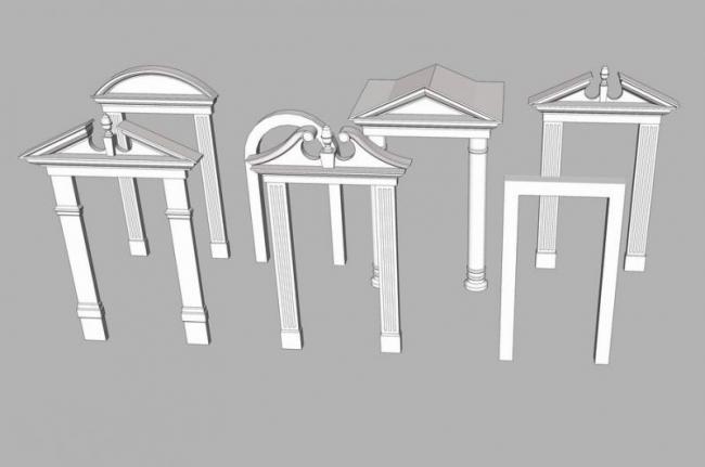 Sketchup素材模型|欧式门框线脚SU模型素材组件
