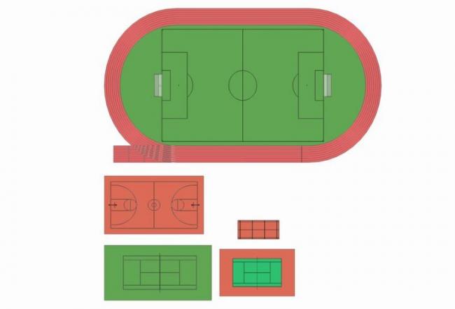 Sketchup素材模型|足球场篮球场网球场SU模型素材组件