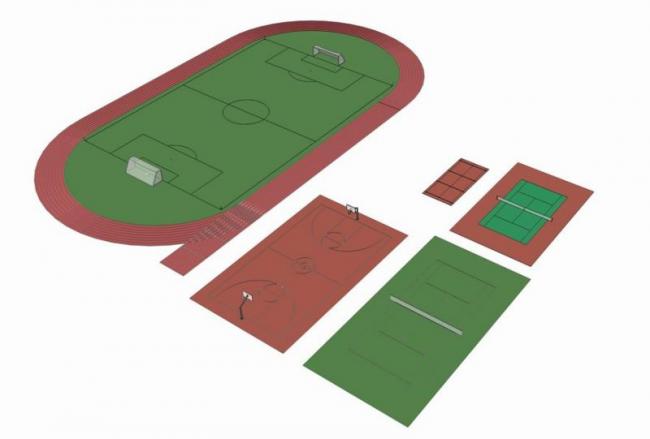 Sketchup素材模型|足球场篮球场网球场SU模型素材组件