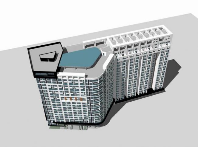 Sketchup住宅模型|高层公寓，现代风格，居住建筑