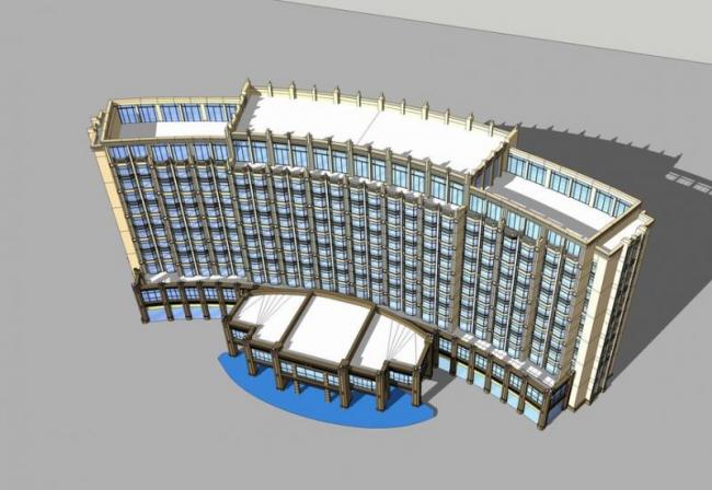 Sketchup酒店模型|高层酒店，新古典风格