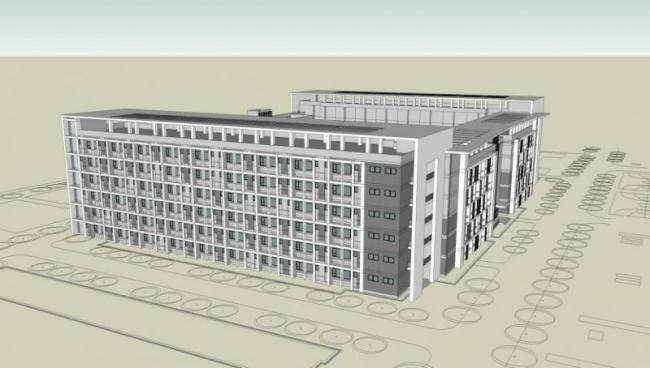 Sketchup住宅模型|多层员工宿舍公寓，现代风格
