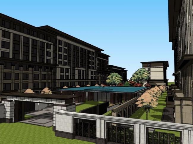 Sketchup住宅模型|多层住宅，花园洋房，古典风格，居住建筑