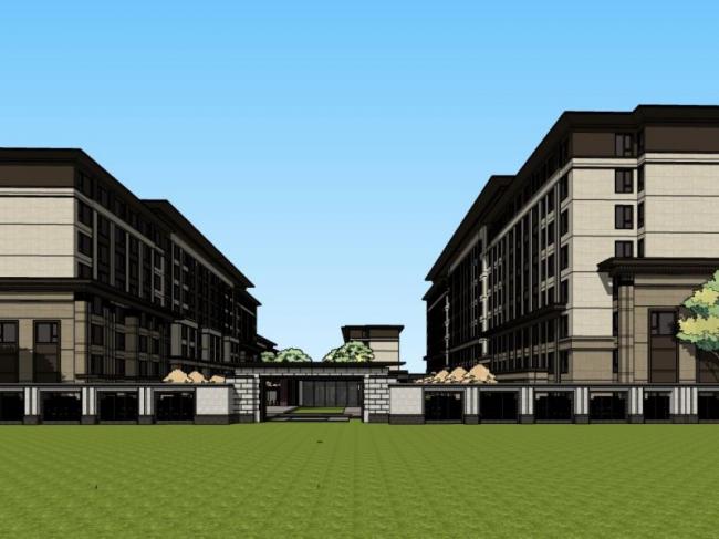 Sketchup住宅模型|多层住宅，花园洋房，古典风格，居住建筑