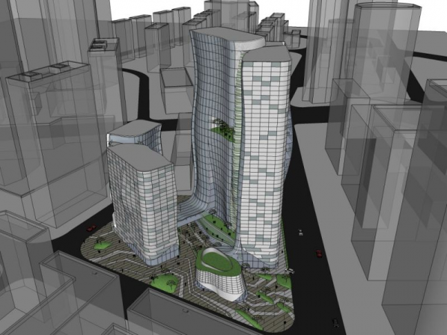 Sketchup综合体模型|多层高层混合商业综合体，办公，现代风格